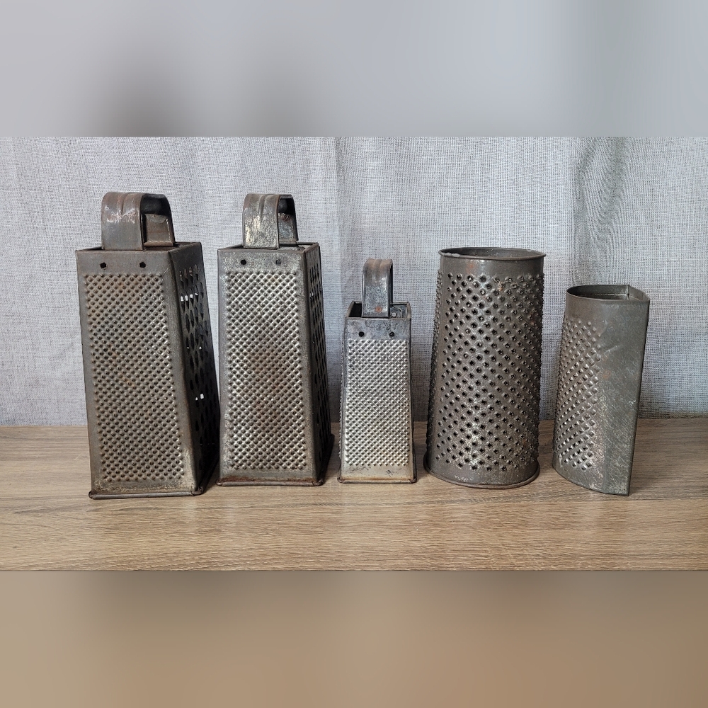 Vintage Metal Grater Set Candle Holder Decor - Picture 6 of 16